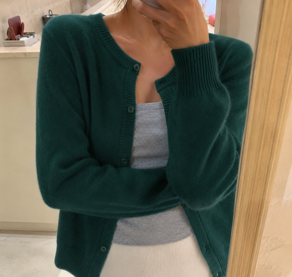 Soft Cashmere-Feel Knit Cardigan with Button Front
