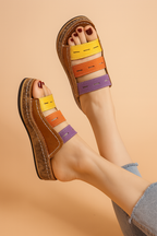 Women's colourful wedge sandals in vibrant shades