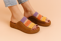 Colourful sandals top view
