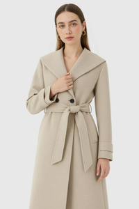 Stylish Long Khaki Hooded Coat