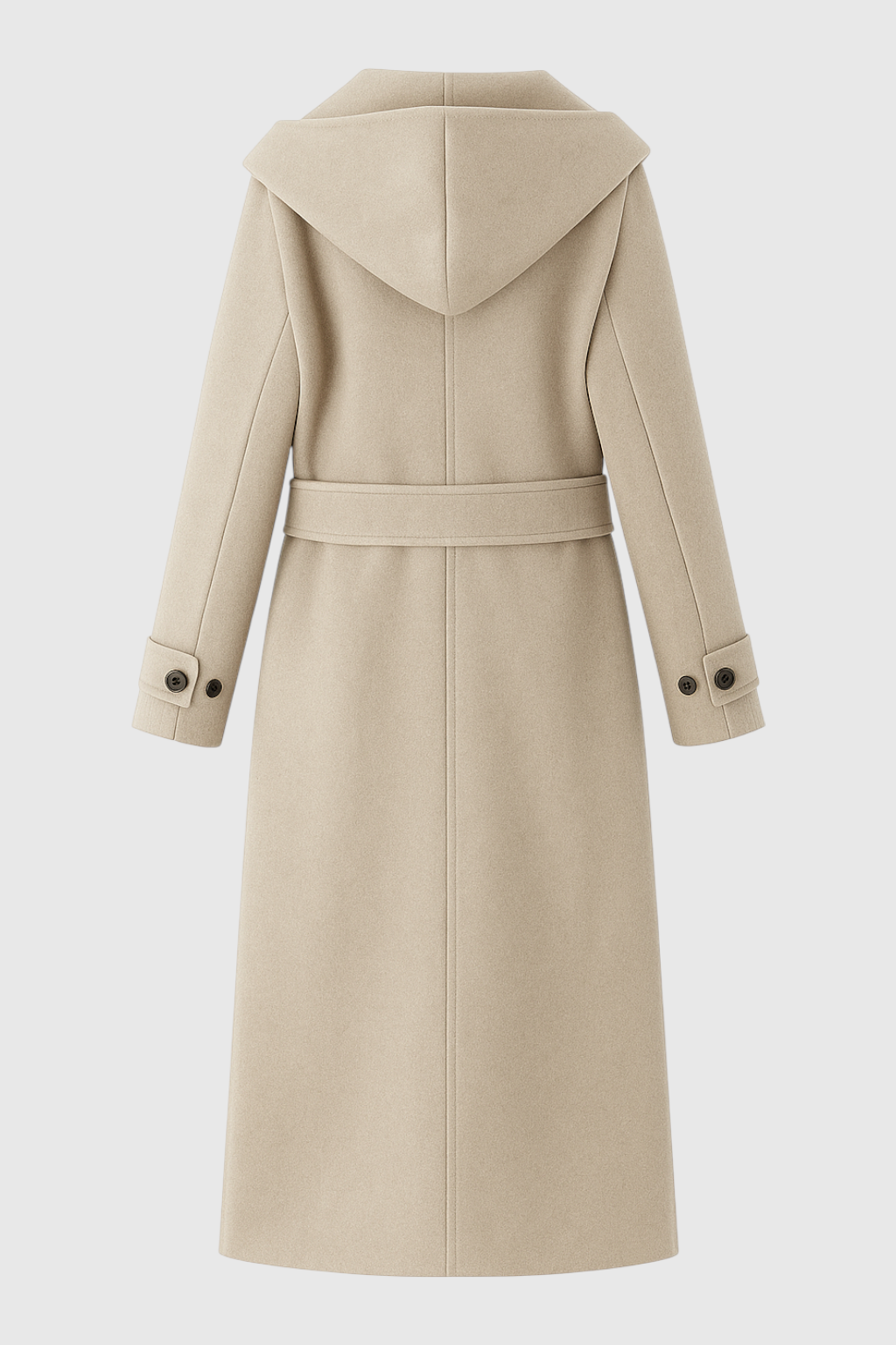 Stylish Long Khaki Hooded Coat