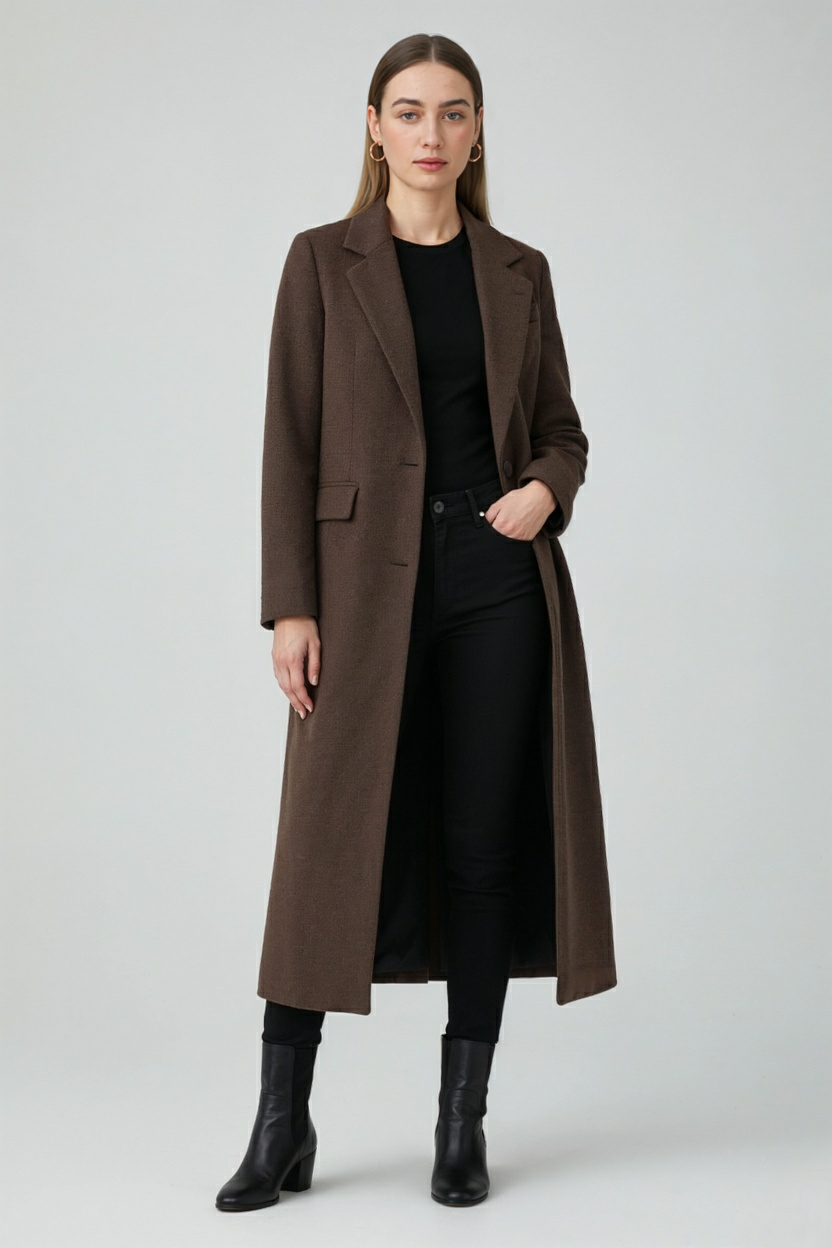 Stylish Long Brown Coat for Women