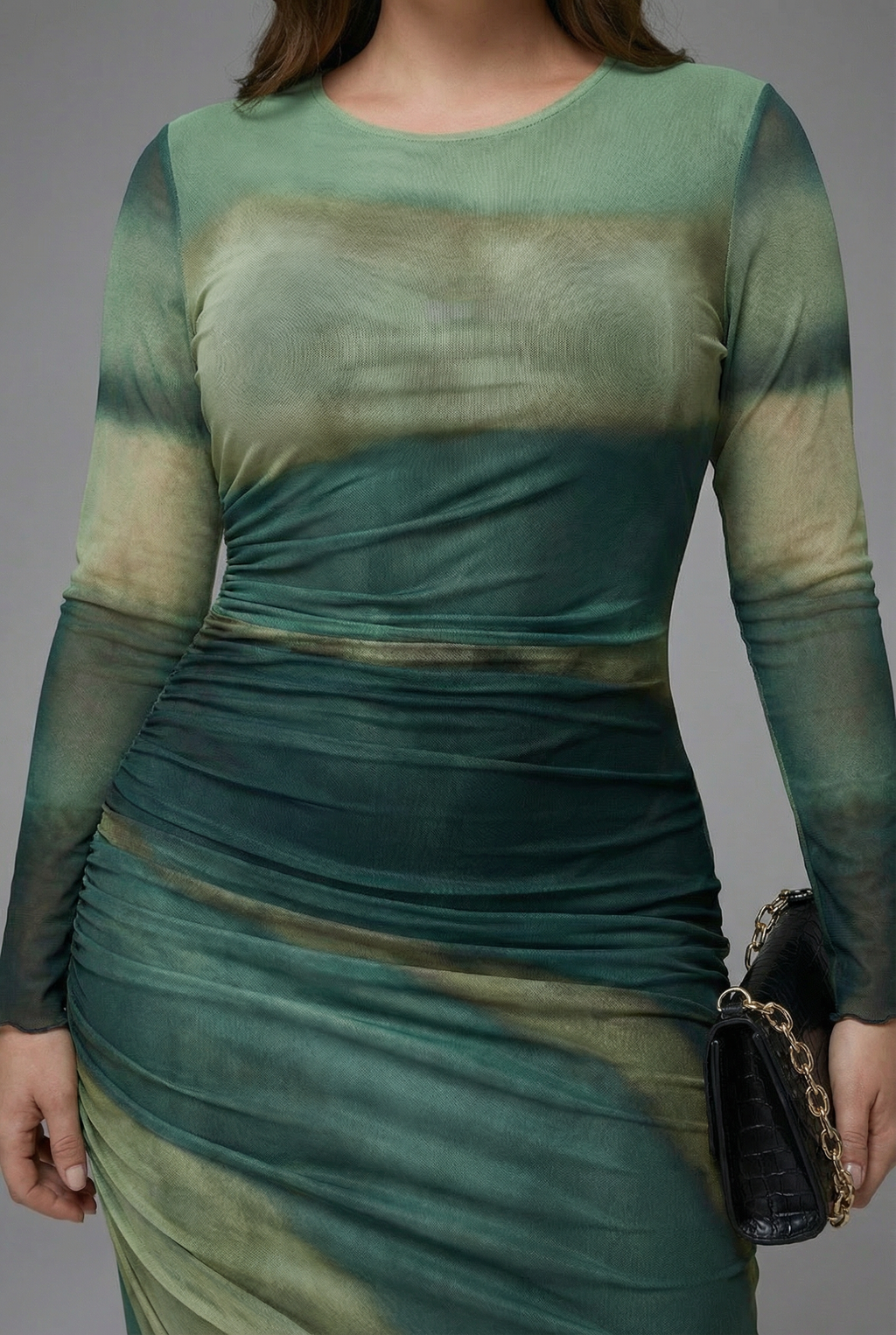 Long sleeve bodycon maxi dress for women – side view