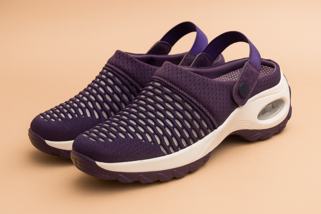 Sporty clogs with ventilation side view