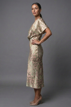 Flutter sleeve V-neck midi dress side view