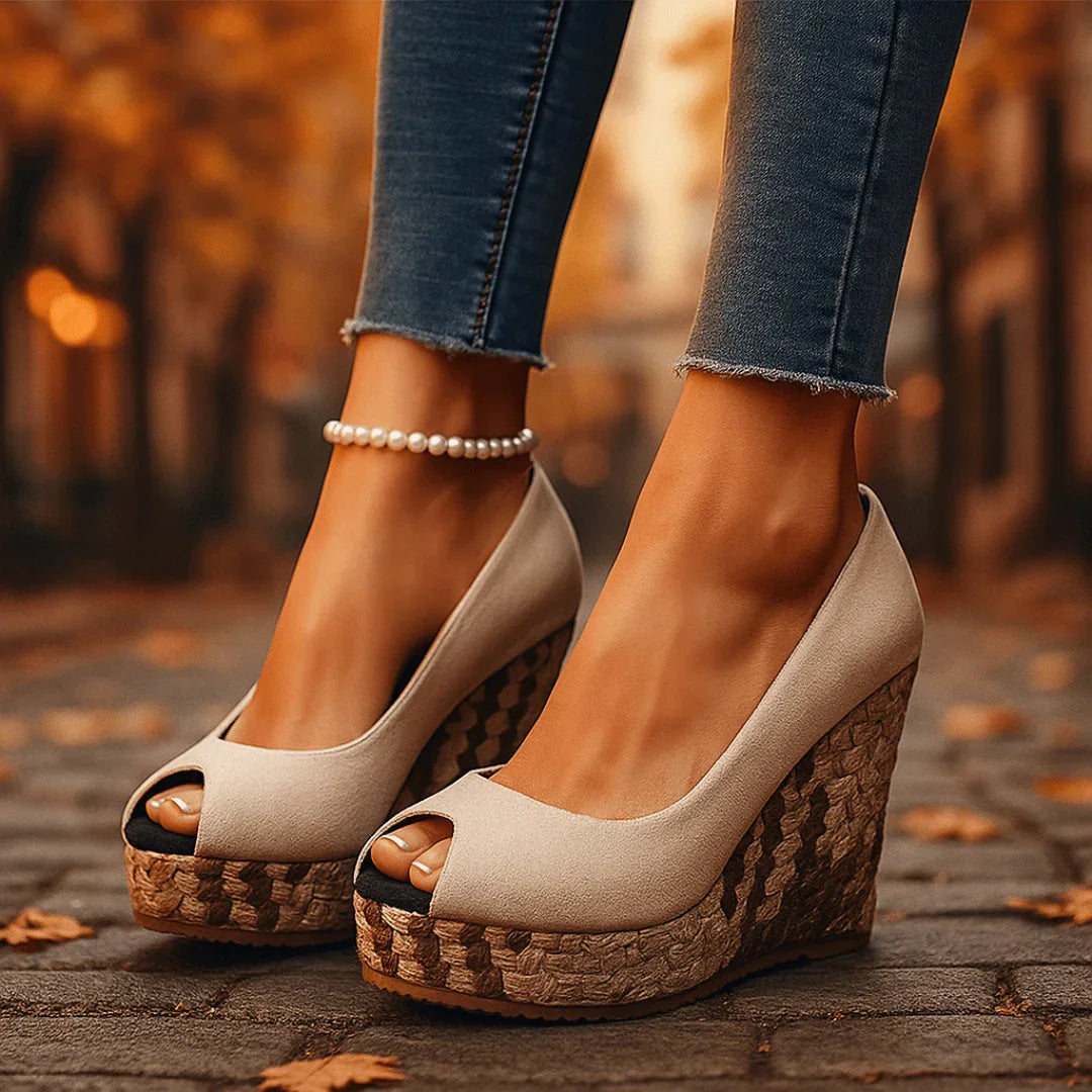 Sirena Snakeskin-Print Wedge Heels