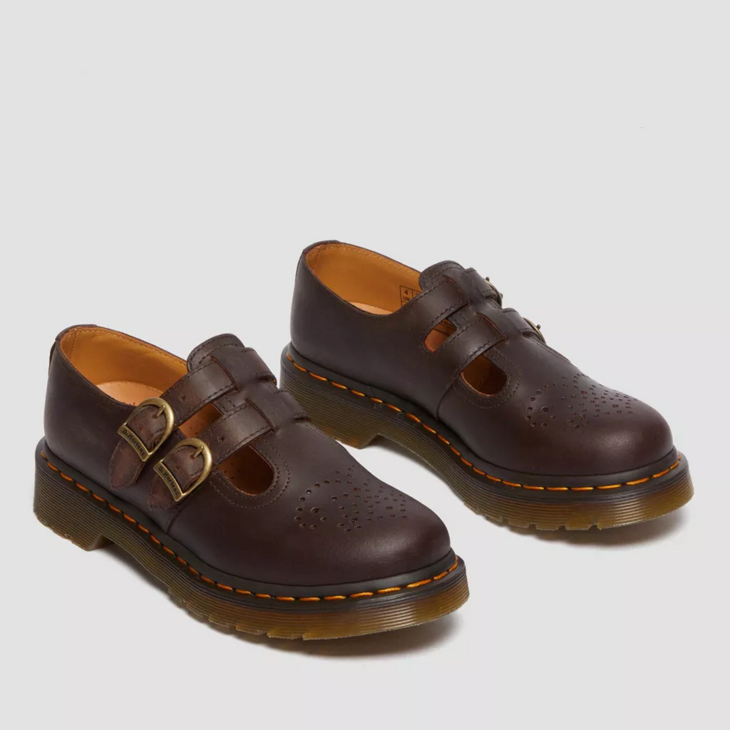 Women's Double Buckle Leather Mary Jane Flats