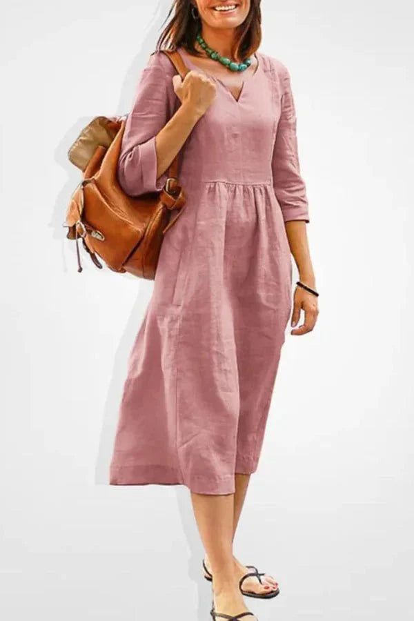 Casual long flowy maxi dress in pink, front view