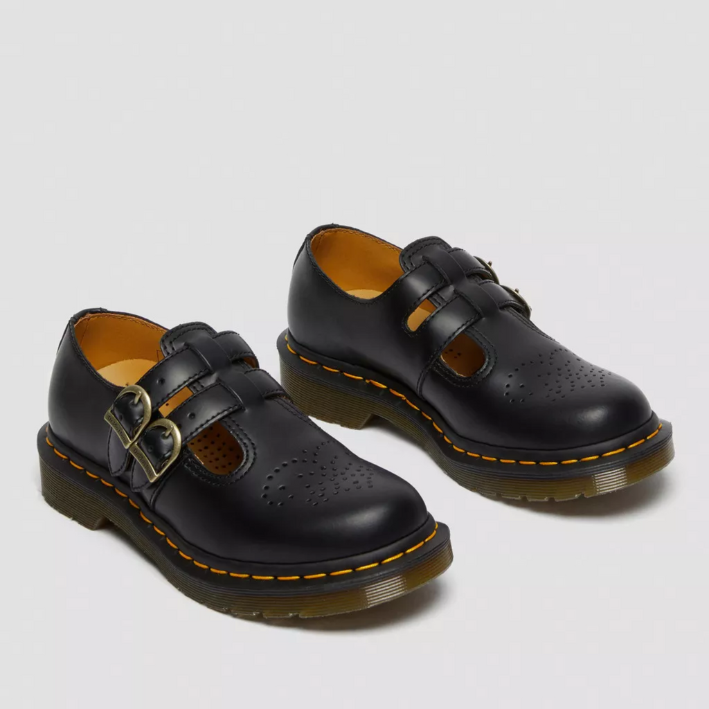 Women's Double Buckle Leather Mary Jane Flats