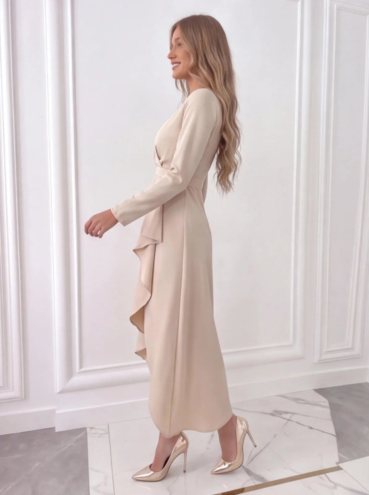 Sheath midi dress back view full length formal