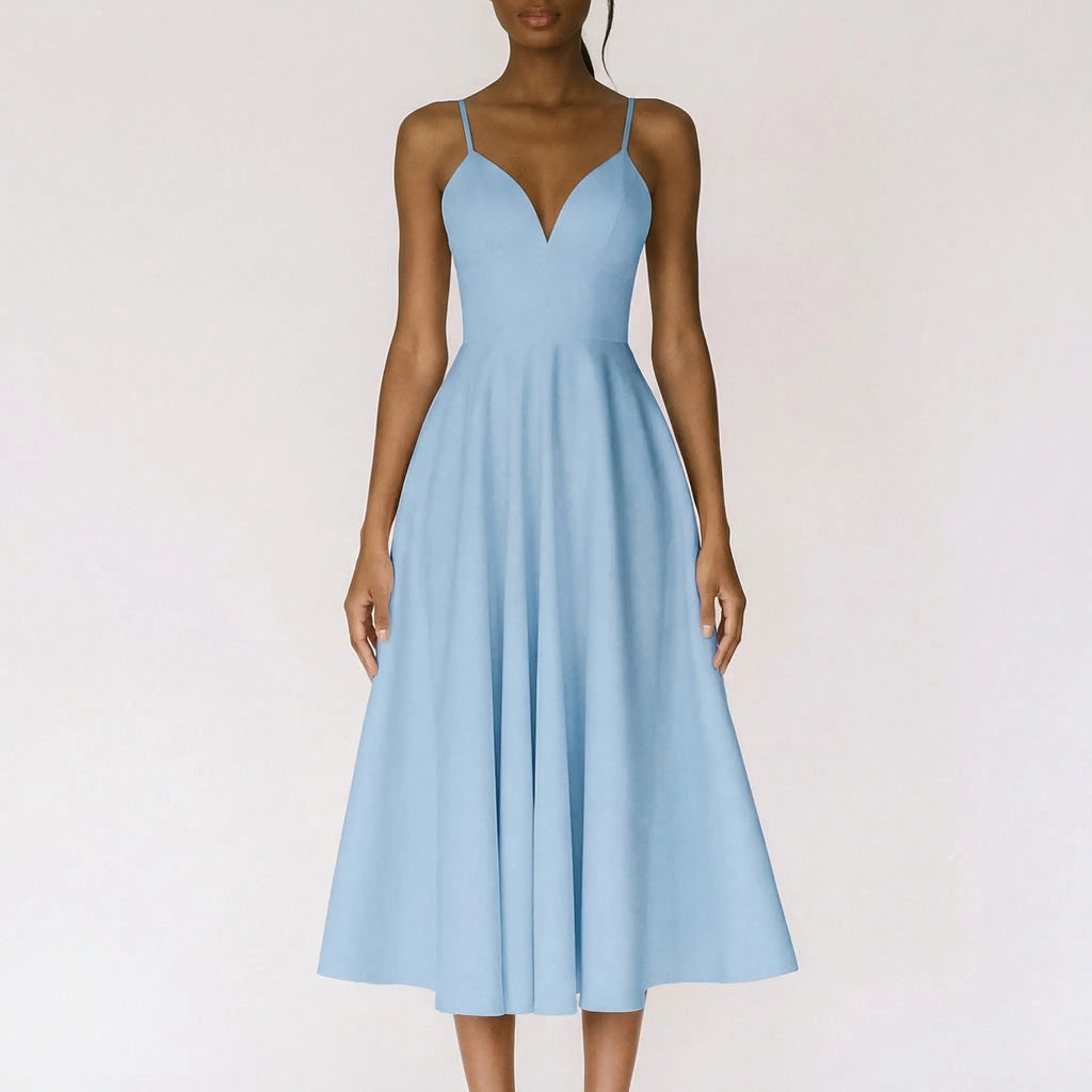 Women's sweetheart strappy midi dress, second colour front view