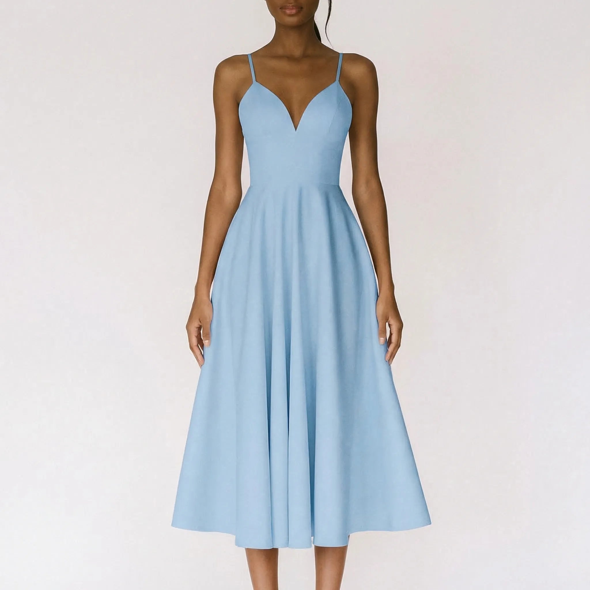 Women's sweetheart strappy midi dress, second colour front view