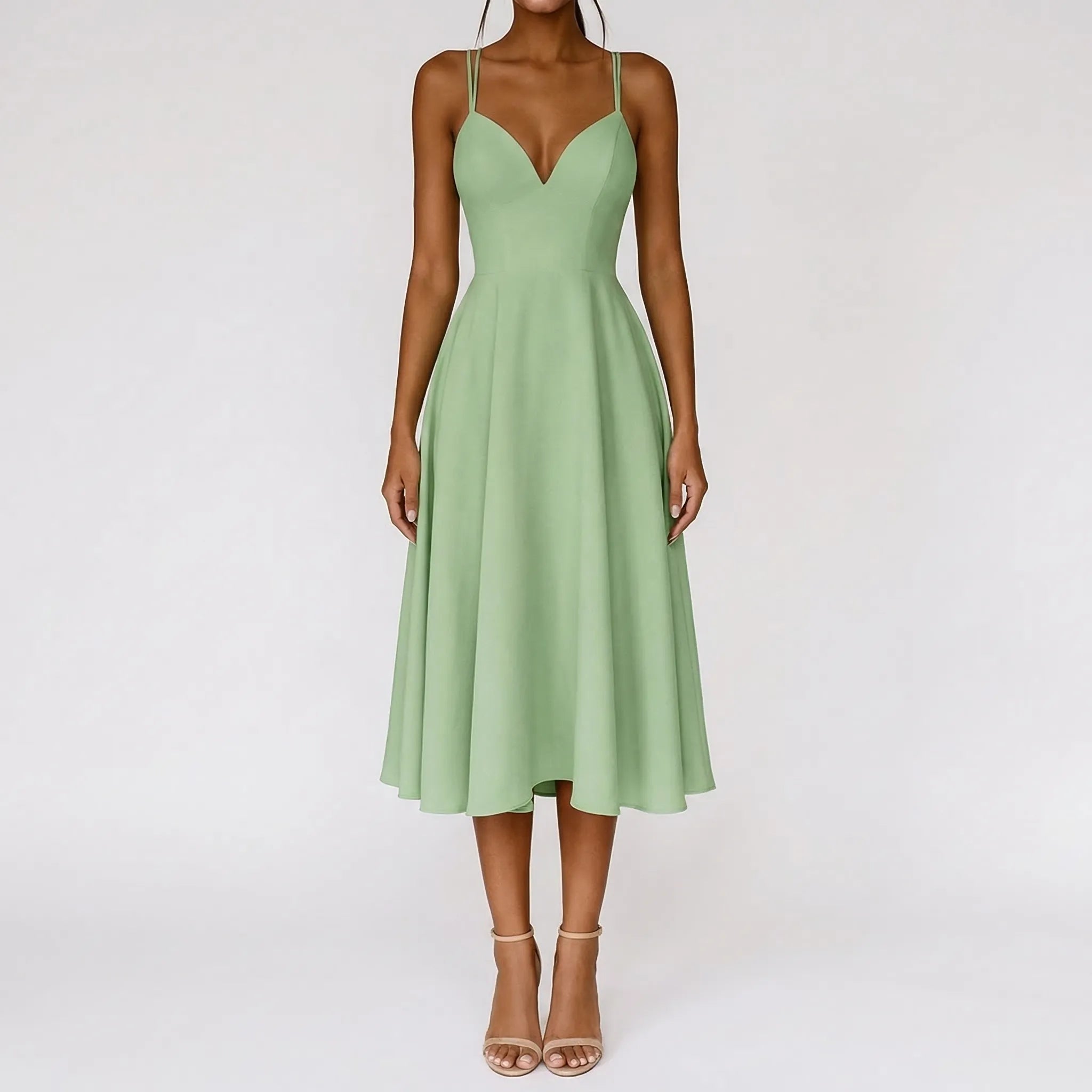 Women's sweetheart strappy midi dress, second colour side view