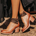 Women's ankle strap heels worn with casual denim