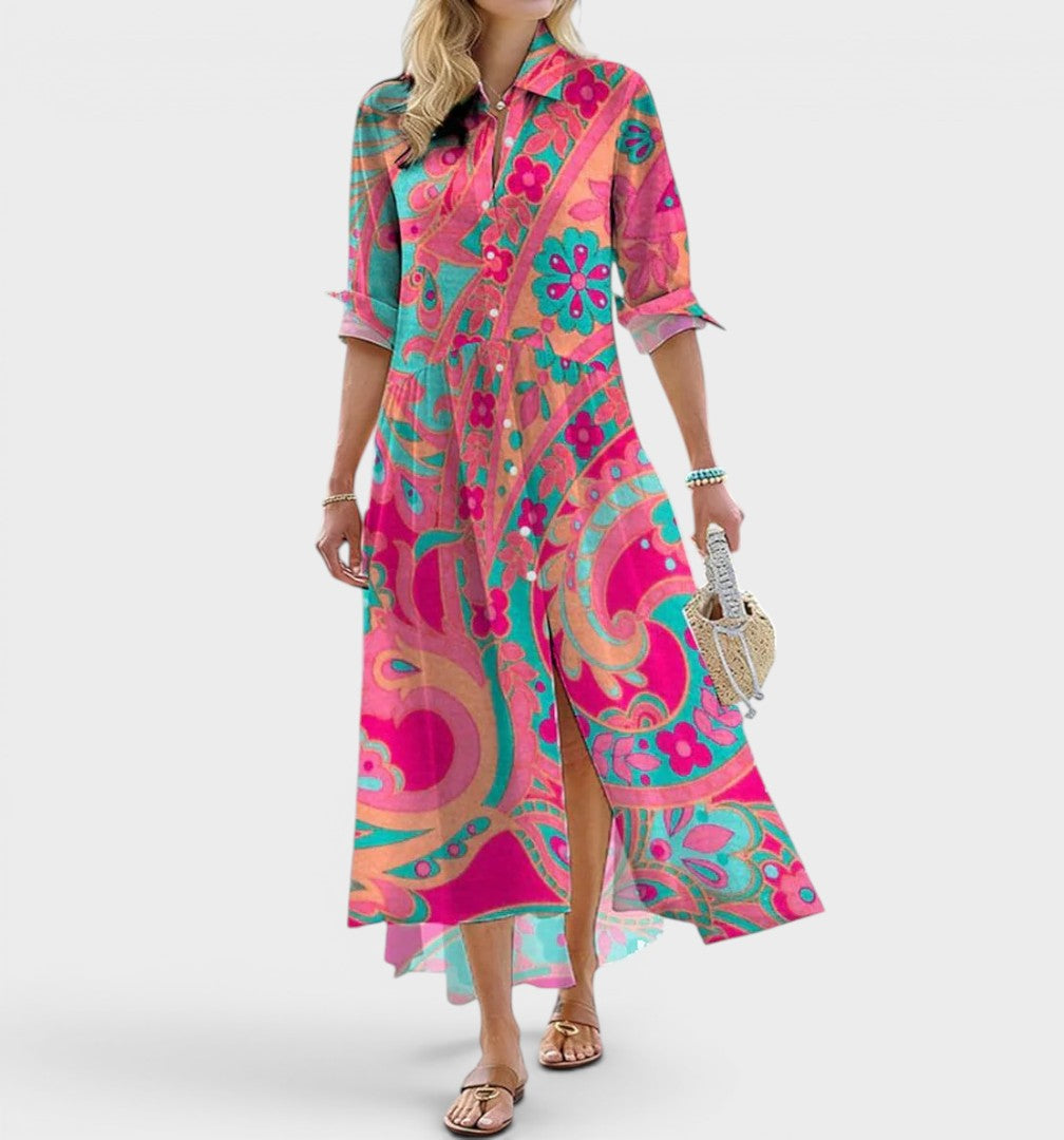 Vivian floral print midi dress front view