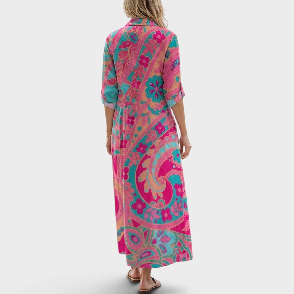 Vivian floral dress side profile view