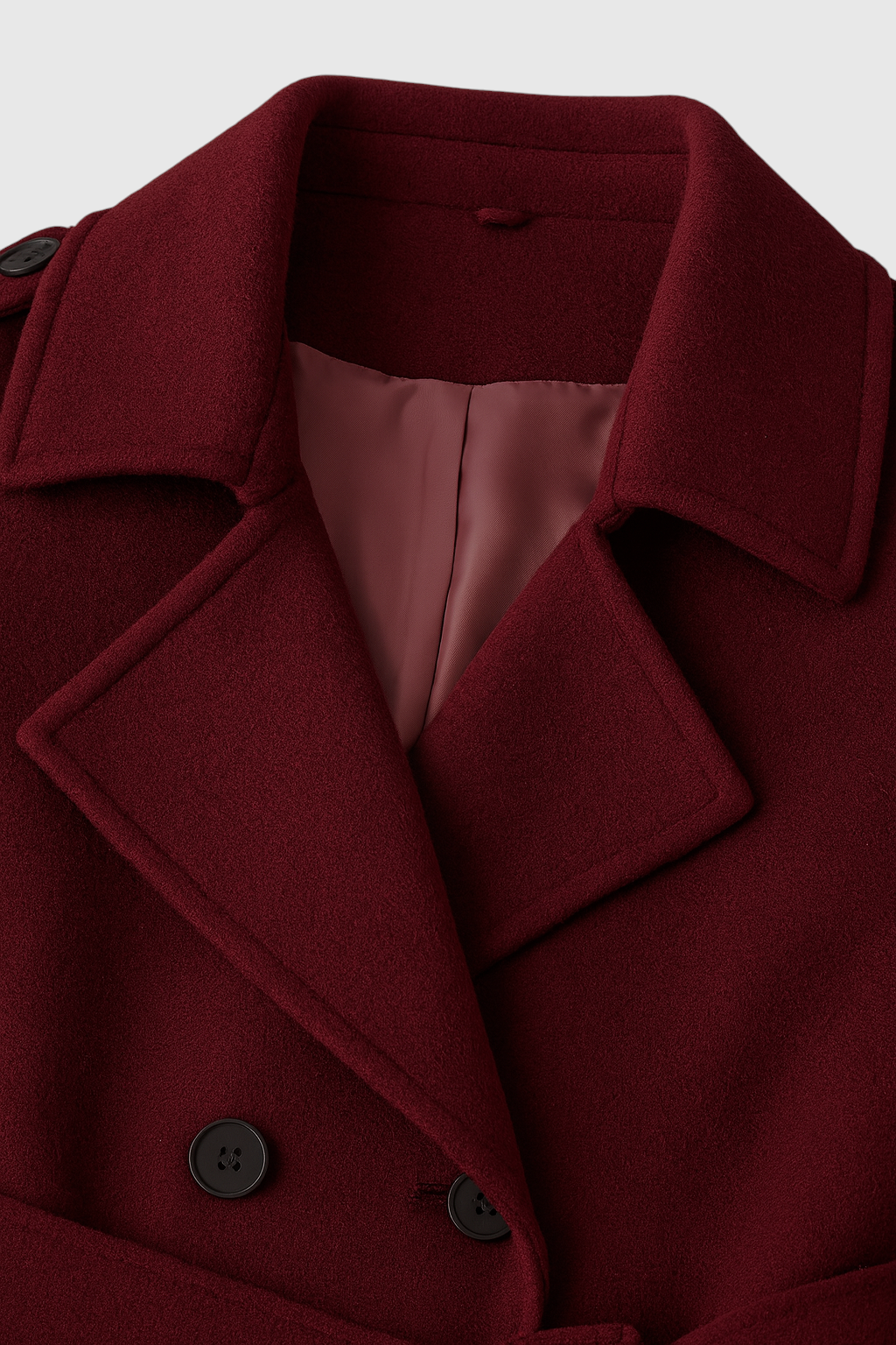 Women's Long Burgundy Coat with Belt