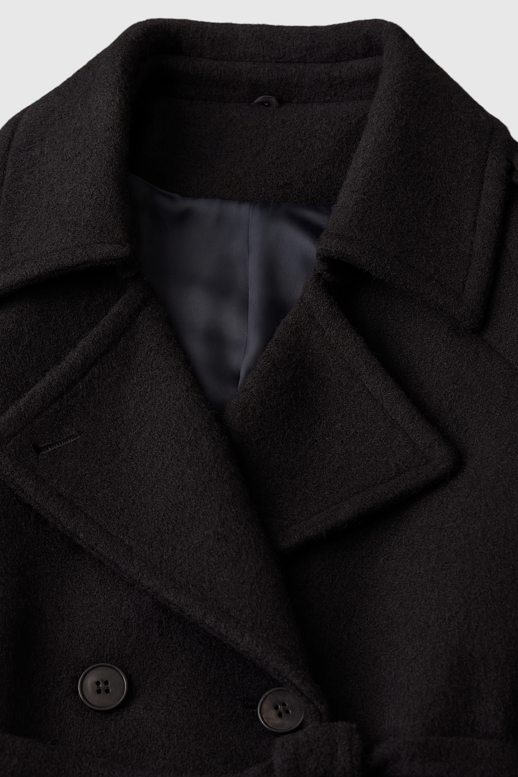 Women's Long Black Coat with Belt