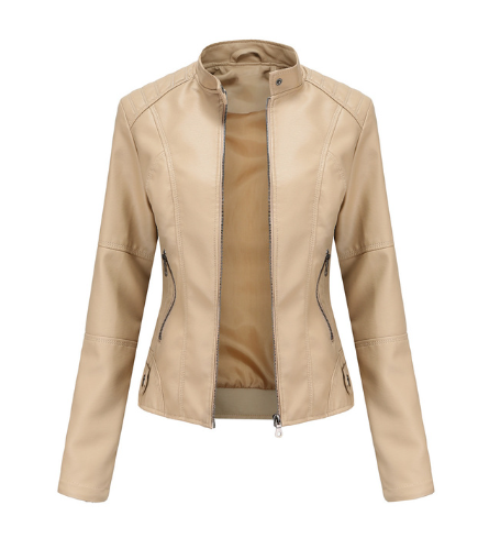 Black PU Leather Biker Jacket, front view