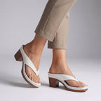 Block heel sandals with thong strap – women's holiday footwear