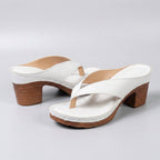 Thong strap block heel sandals – leather women's summer shoes