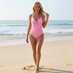 Halter neck ruched swimsuit available in 5 colours, sizes S to 2XL