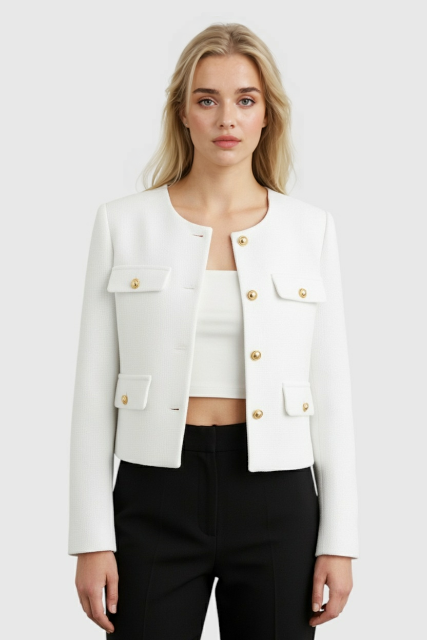 White Winter Short Jacket for Women