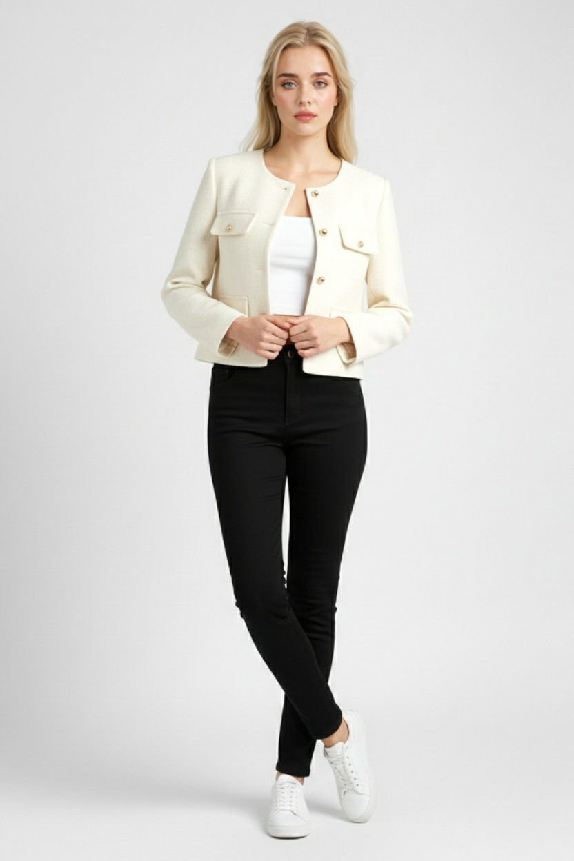 White Winter Short Jacket for Women