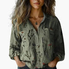 Women's classic collar button-down shirt styled for office dressing