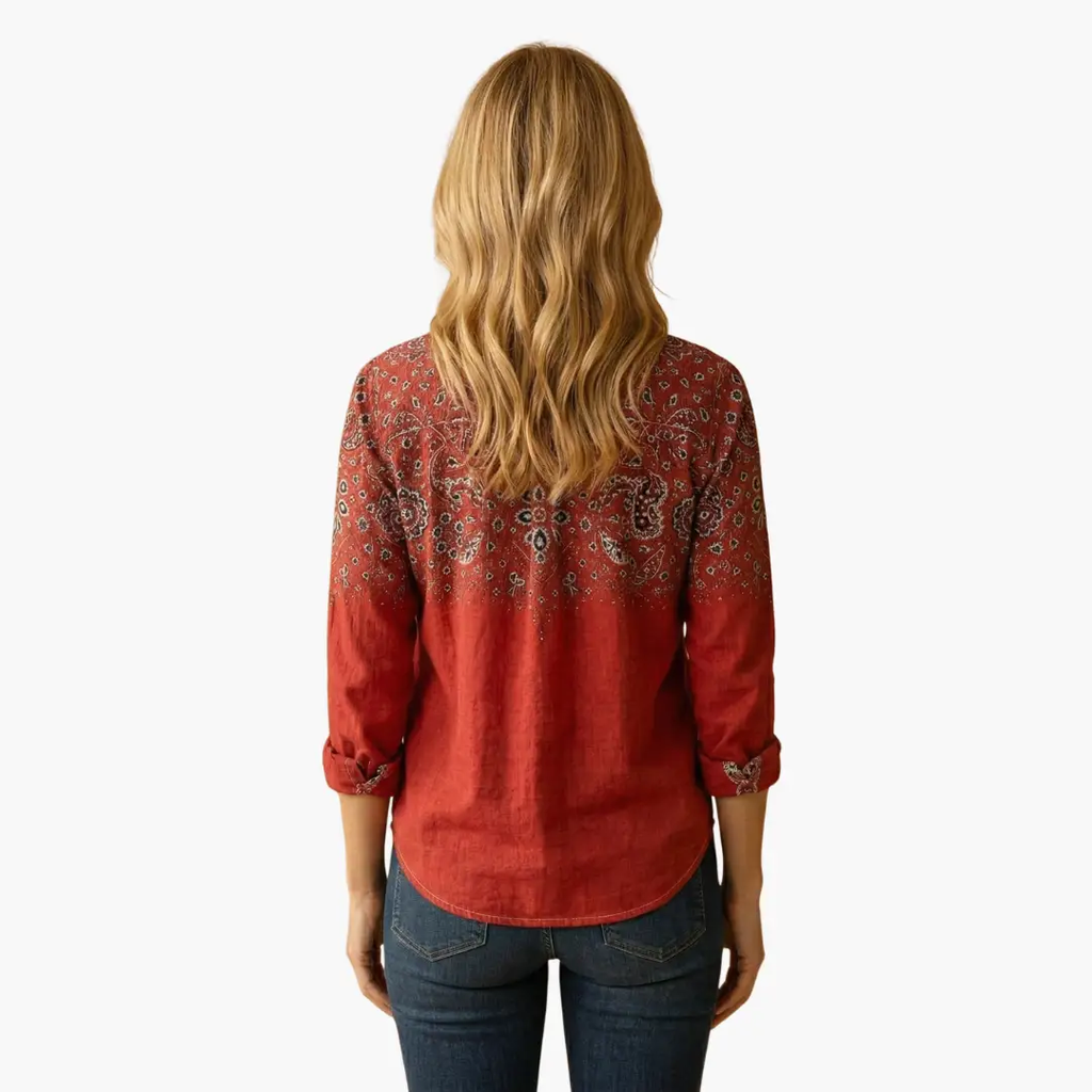 Women's classic collar button-down shirt in alternate colour, front view