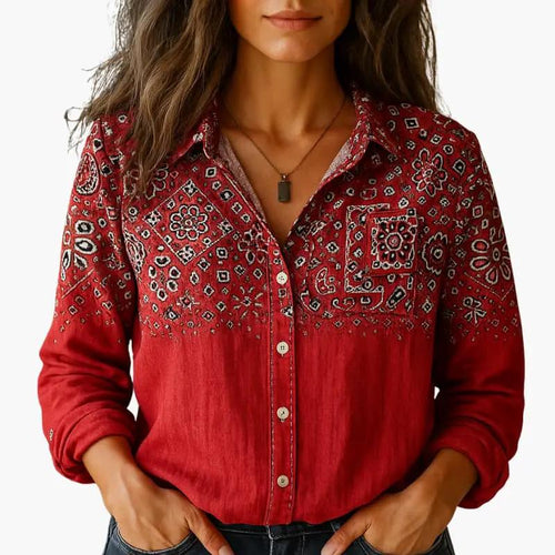 Classic collar button-down shirt in red, smart casual front view