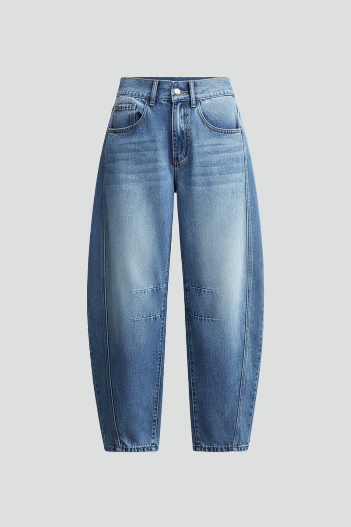 Blue Low-Waist Straight-Leg Denim Jeans