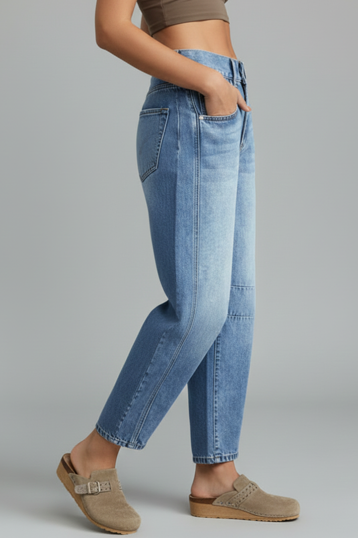 Blue Low-Waist Straight-Leg Denim Jeans