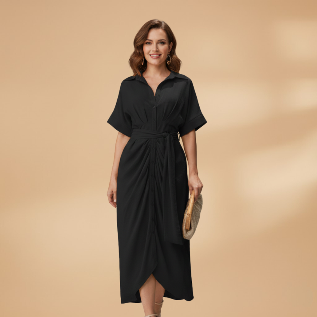 Women's collared button-up midi dress in multiple colourways