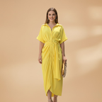 Women's smart midi dress full length view with collar