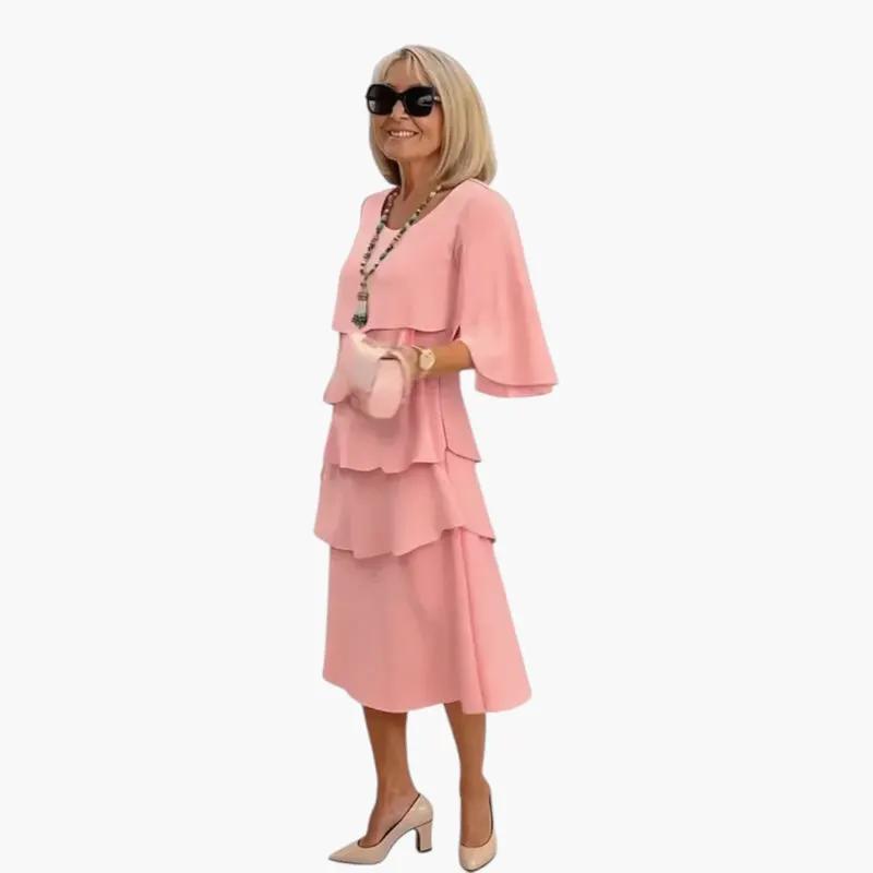 Women's ruffle split sleeve midi dress in fourth colour option