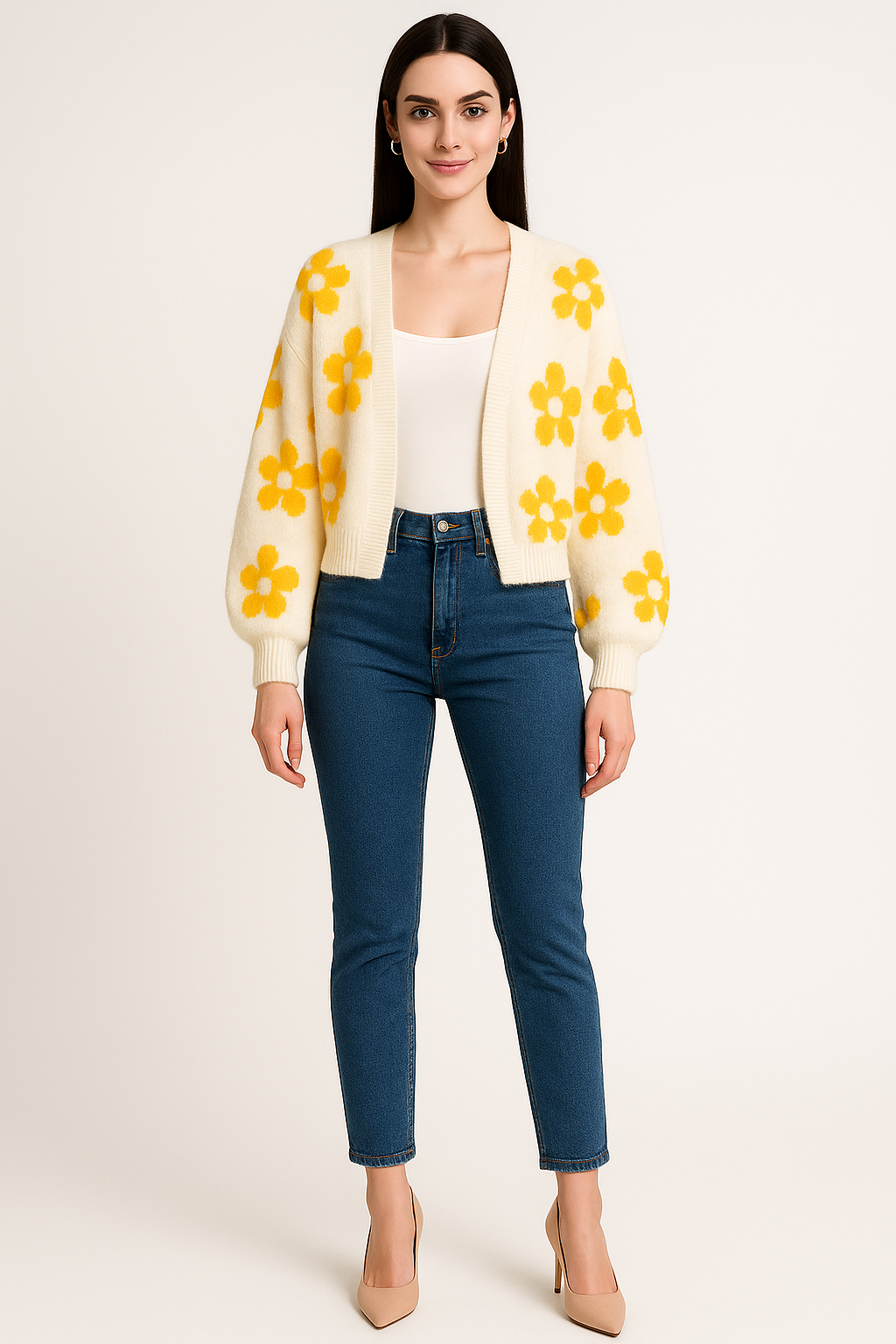 Women's Open Front Floral Cardigan