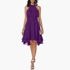 Women's Ruffle Detail Sleeveless Mini Dress back view - Party Wedding Guest Mini Dress