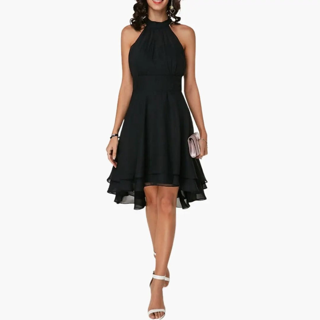 Women's Ruffle Detail Sleeveless Mini Dress front view - Party Wedding Guest Mini Dress