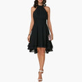 Women's Ruffle Detail Sleeveless Mini Dress front view - Party Wedding Guest Mini Dress
