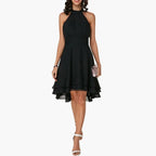 Women's Ruffle Detail Sleeveless Mini Dress front view - Party Wedding Guest Mini Dress