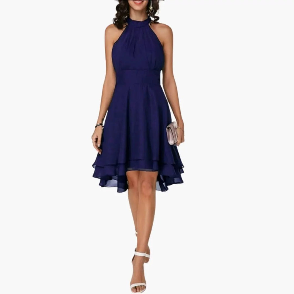 Women's Ruffle Detail Sleeveless Mini Dress close-up - Party Wedding Guest Mini Dress