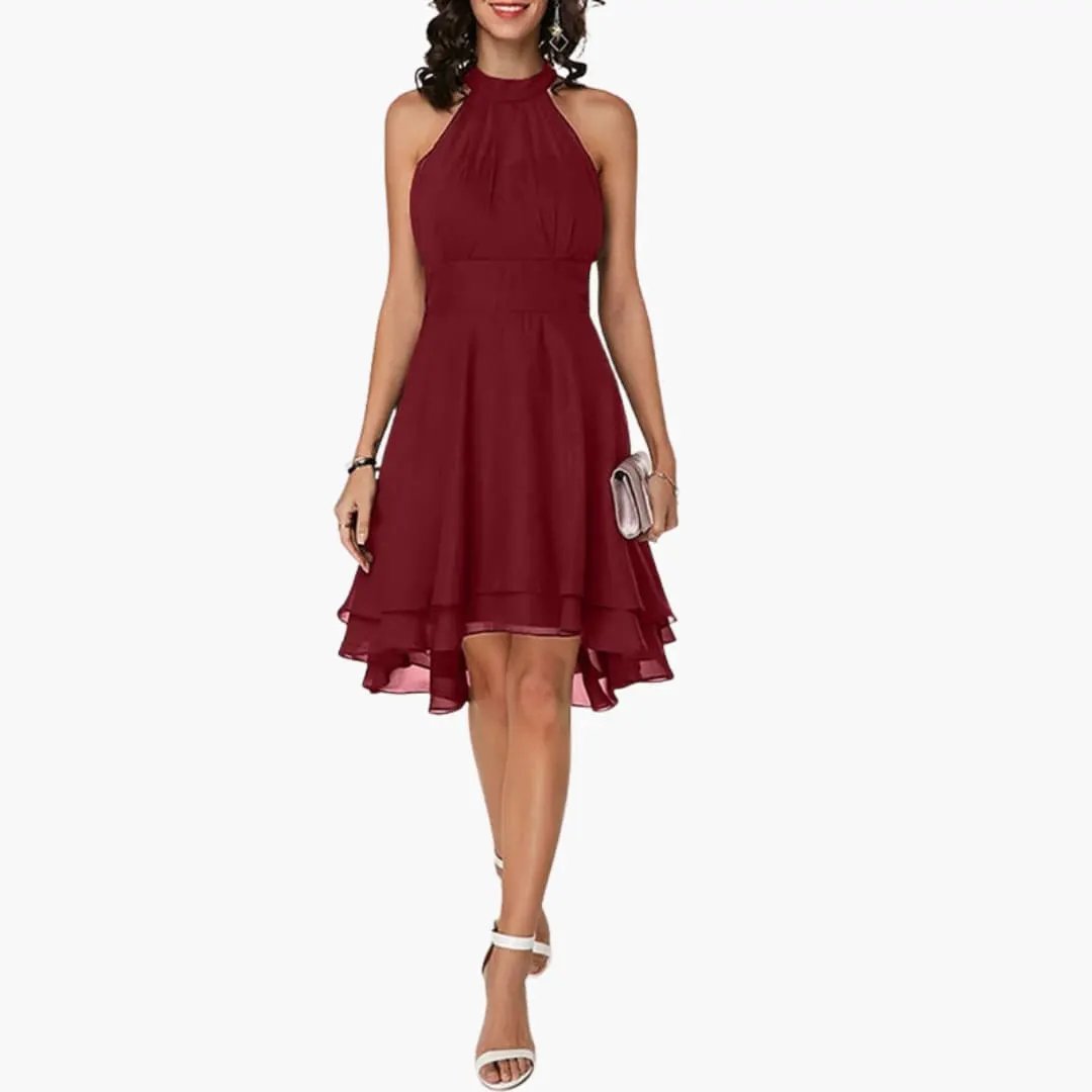 Women's Ruffle Detail Sleeveless Mini Dress full length - Party Wedding Guest Mini Dress