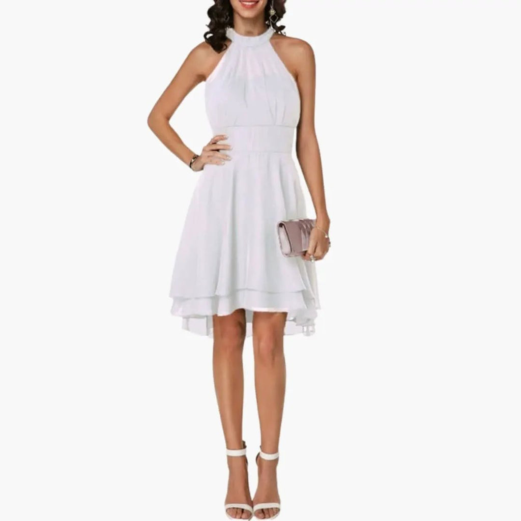 Women's Ruffle Detail Sleeveless Mini Dress styled look - Party Wedding Guest Mini Dress