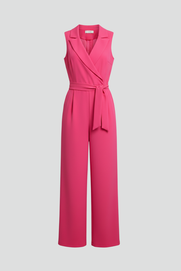V-Neck Sleeveless Tie-Waist Jumpsuit