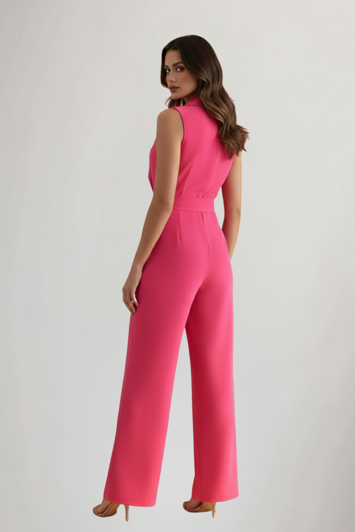 V-Neck Sleeveless Tie-Waist Jumpsuit