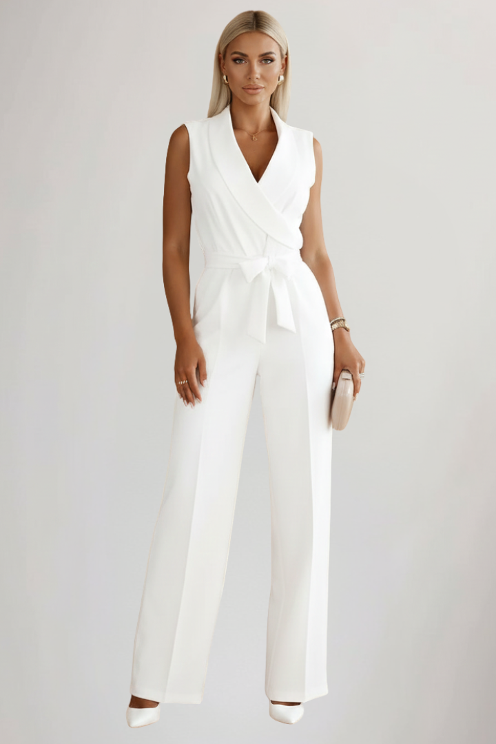 V-Neck Sleeveless Tie-Waist Jumpsuit