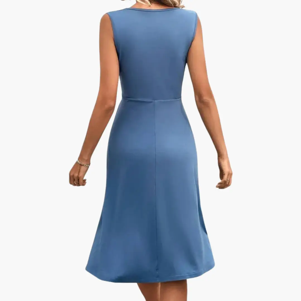 Women's Floral Sleeveless V-Neck Midi Dress full length - Elegant Wedding Guest Midi Dress