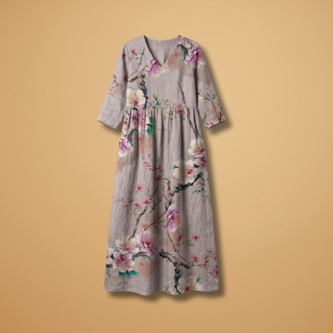 Women's floral V-neck short sleeve summer dress in multiple colours
