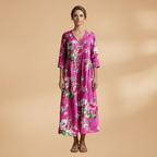 Women's floral summer dress with straight hem detail